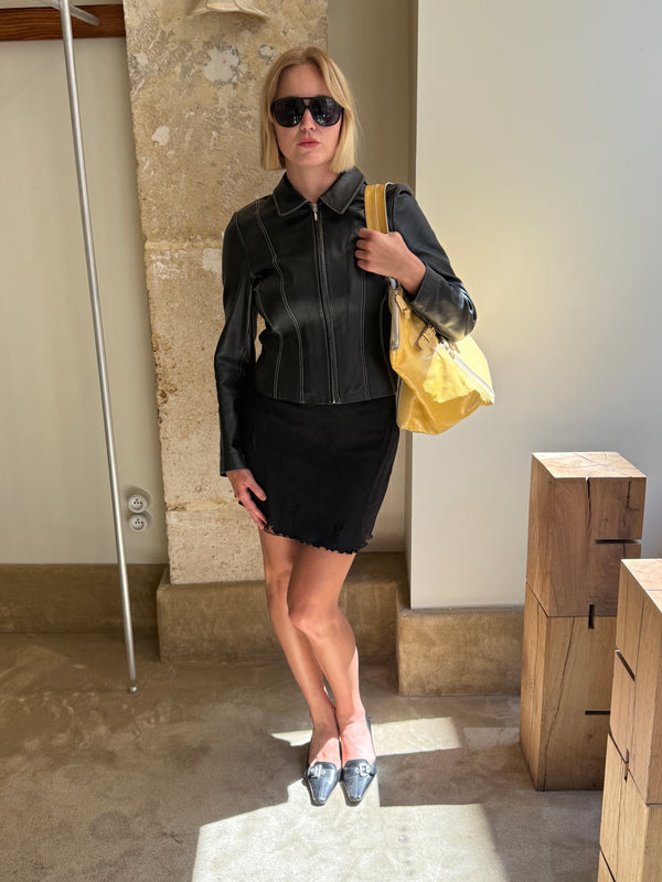 Veste en cuir noir