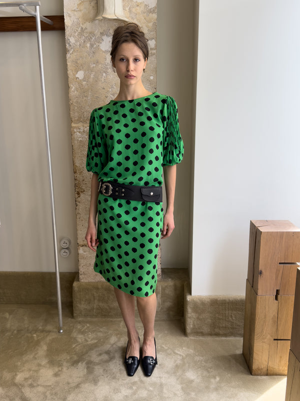 Robe verte à pois