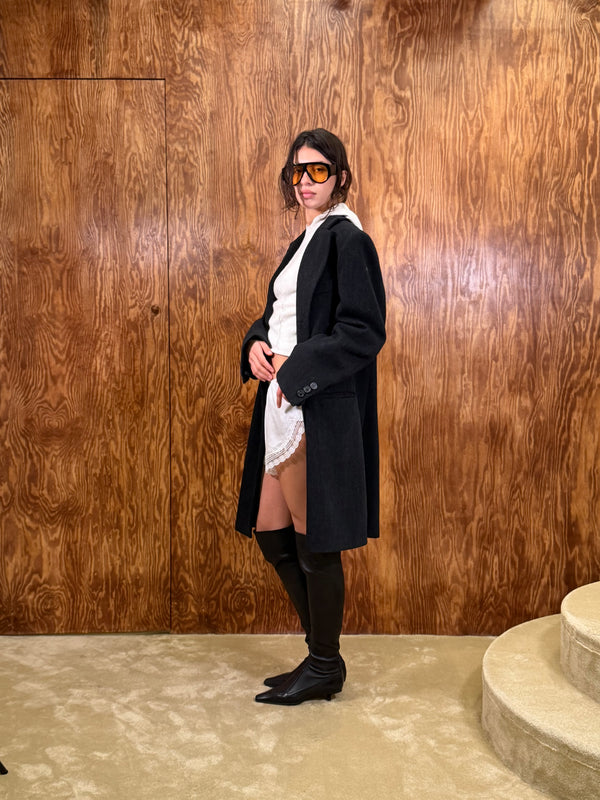 Charcoal wool blazer coat