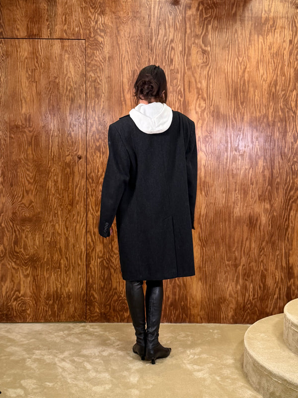 Charcoal wool blazer coat