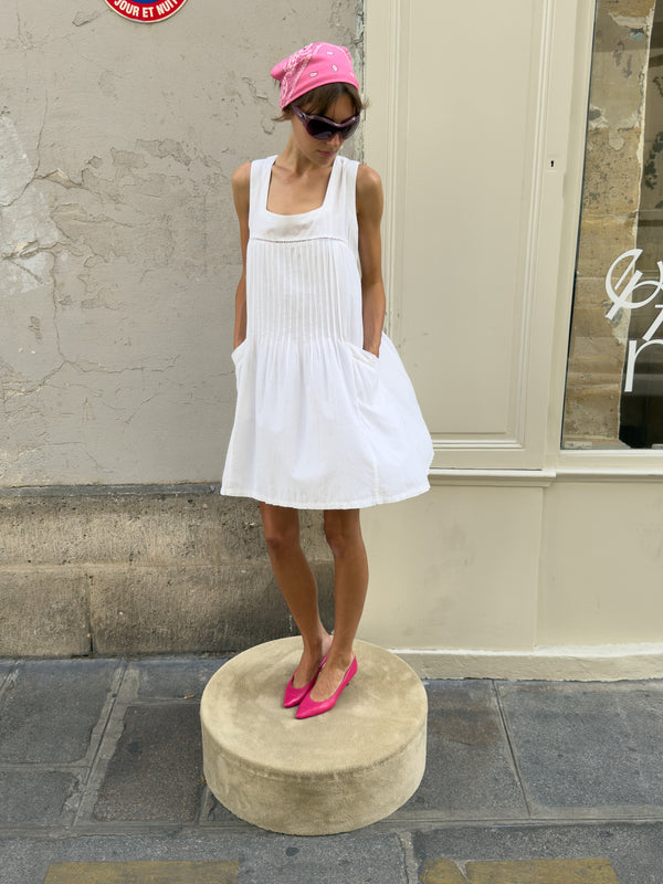 White gathered dress
