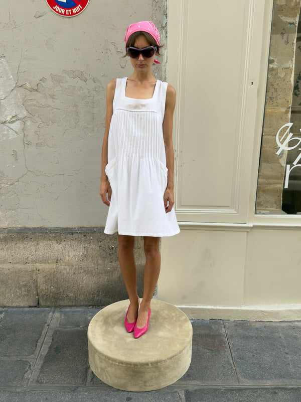 White gathered dress