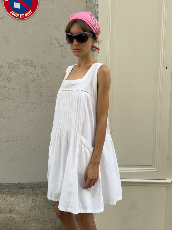 White gathered dress