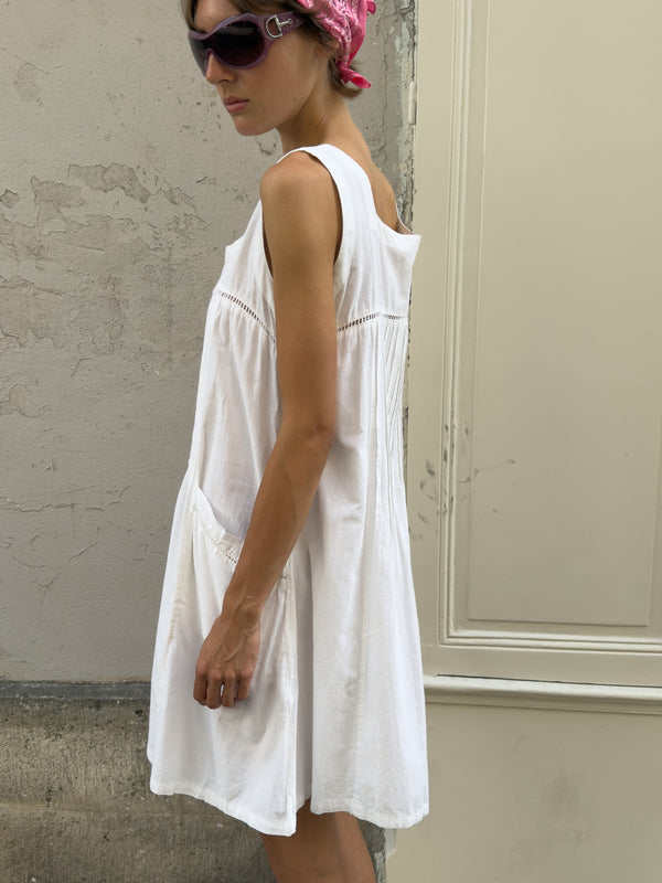 White gathered dress