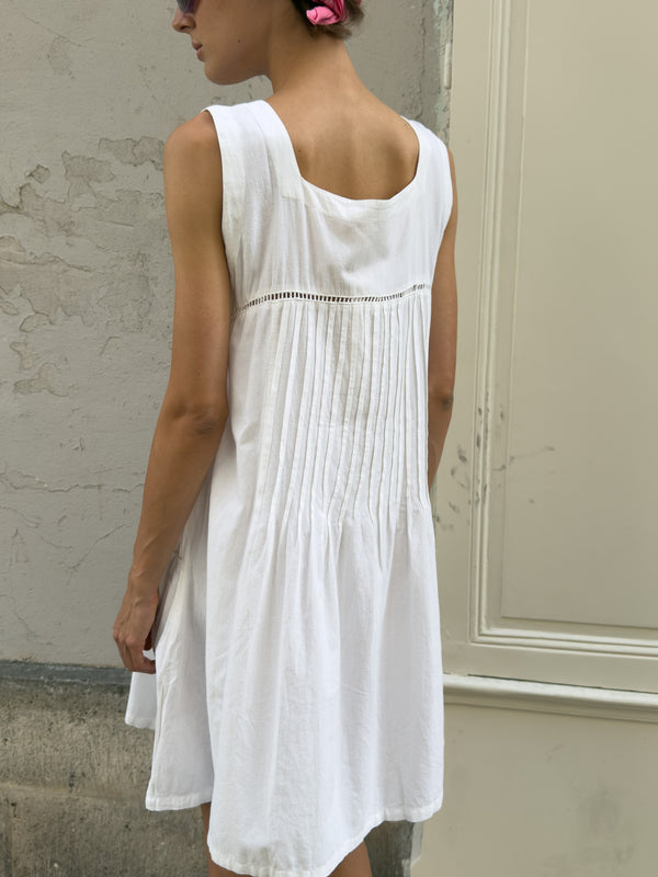 White gathered dress