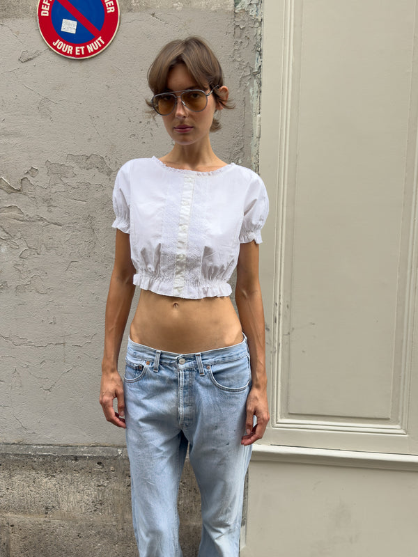 White cotton crop top