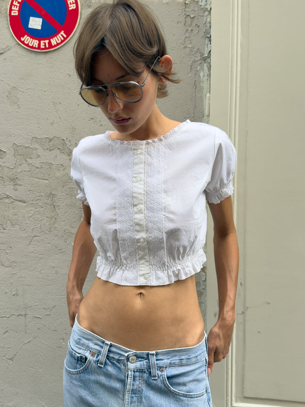White cotton crop top