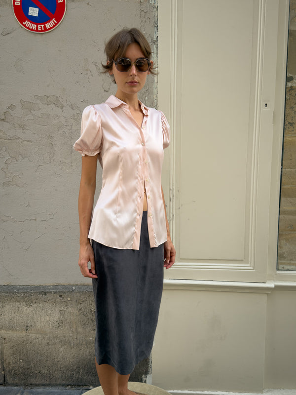 Silk midi skirt
