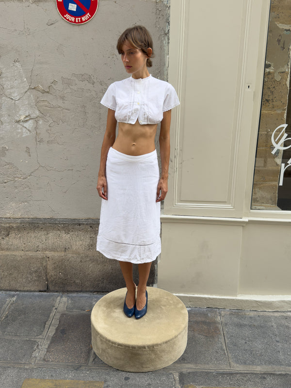 White linen skirt