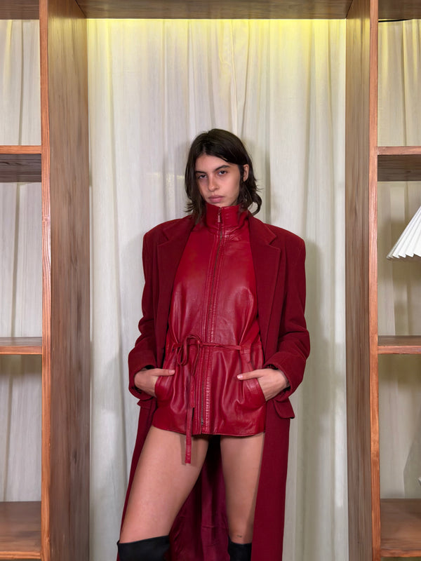 Red leather jacket