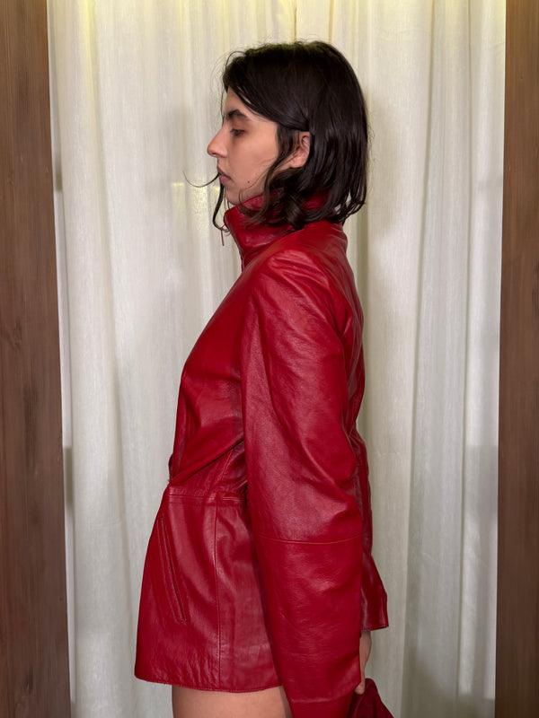 Red leather jacket