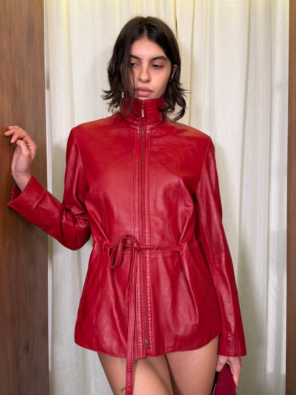 Red leather jacket