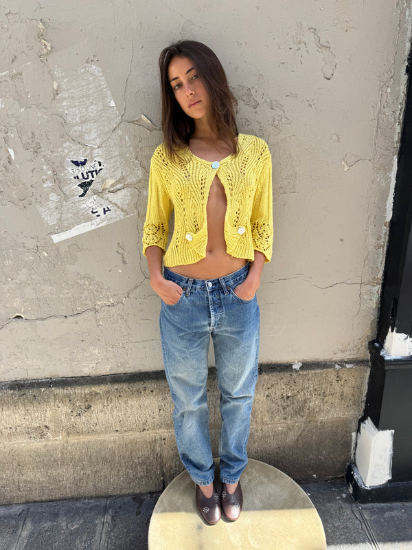 Yellow knit cardigan