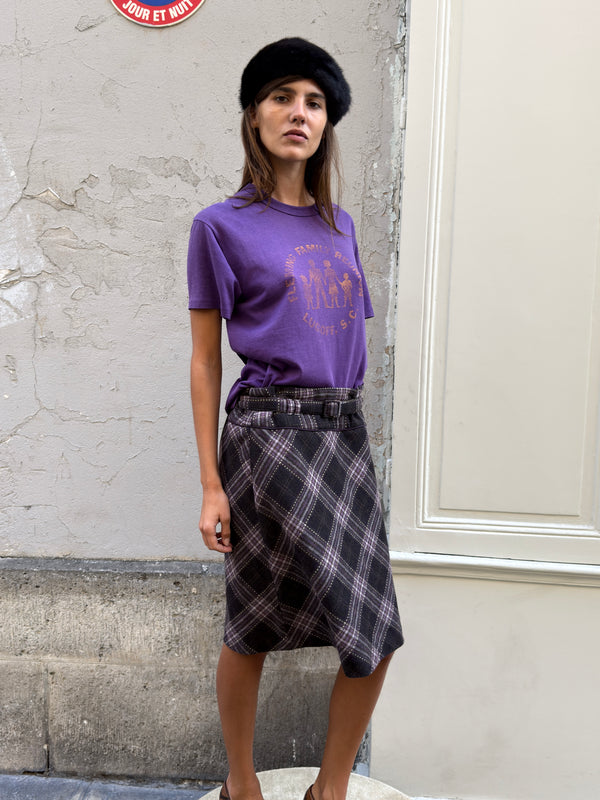Purple plaid skirt