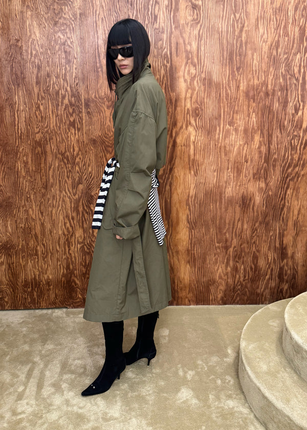 Long army trench coat