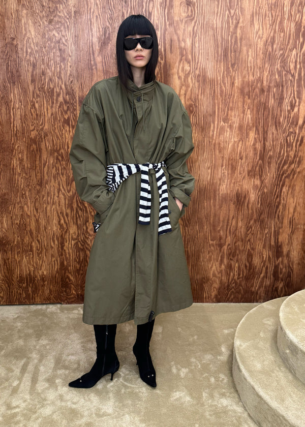 Long army trench coat