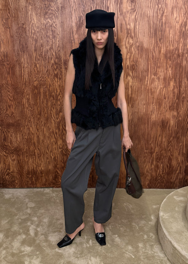 Kaki pleated trousers