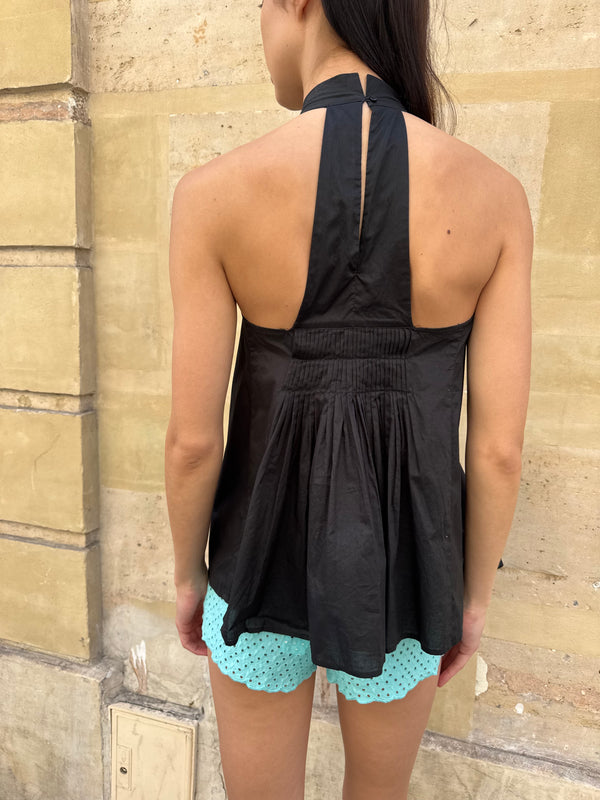 Black backless top