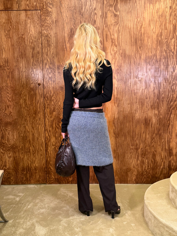 Black Ribbed Tie-Front Cardigan