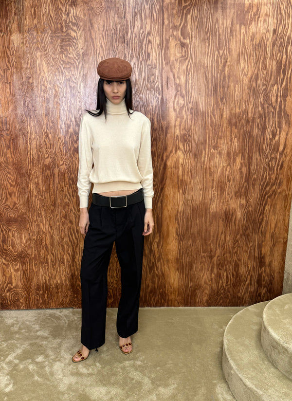 Black tailored wide-leg trousers