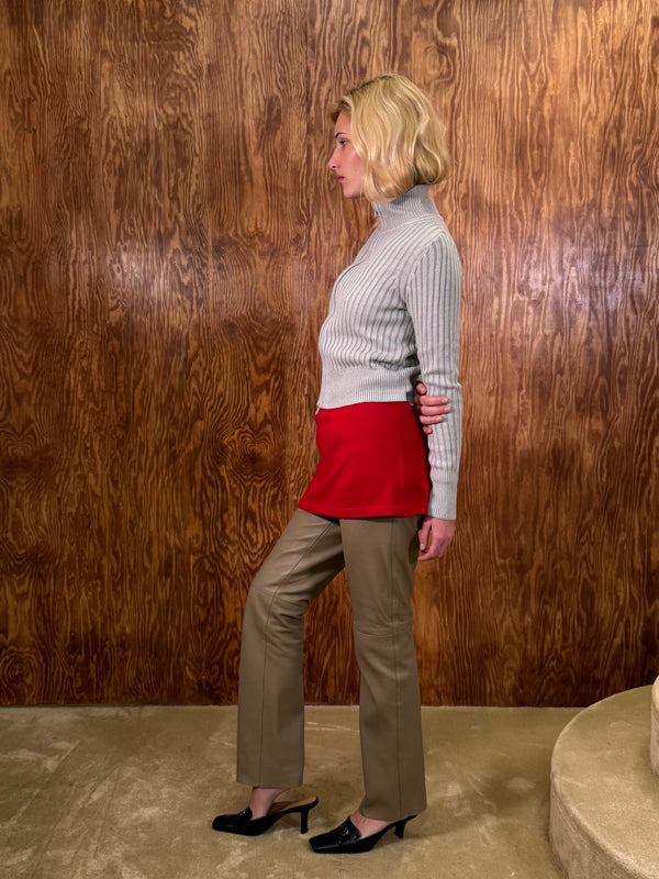 Grey Ribbed Zip Sweater