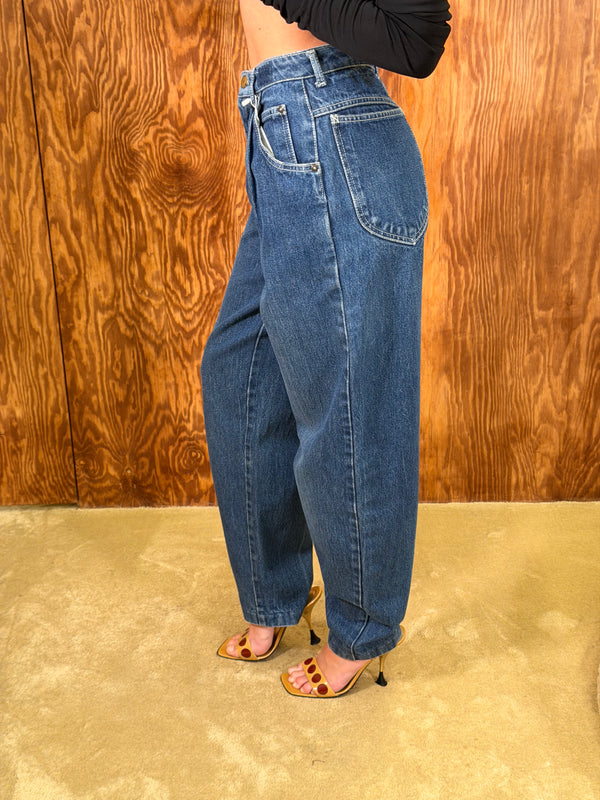 Relaxed Vintage-Wash Tapered Jeans