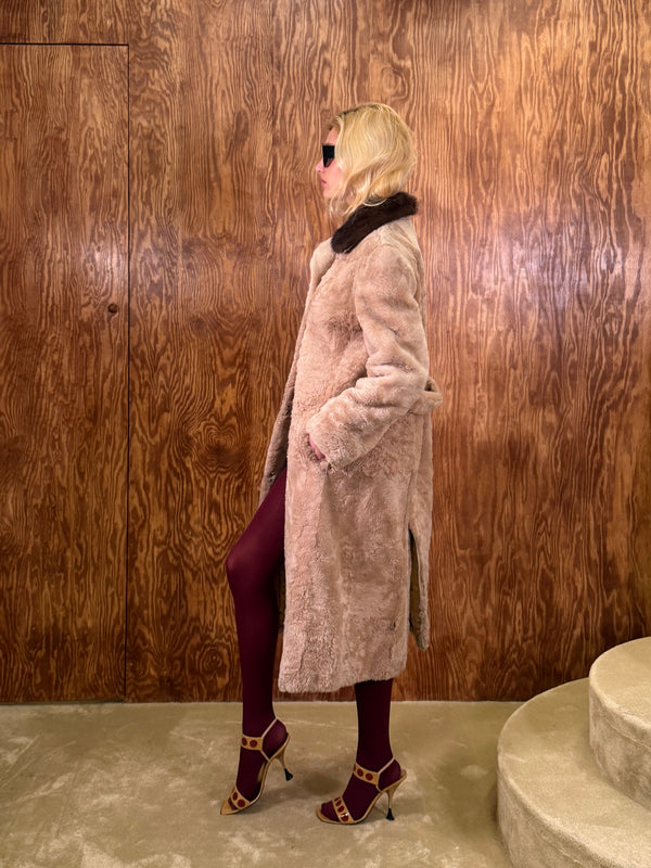 Beige Long Fur Coat