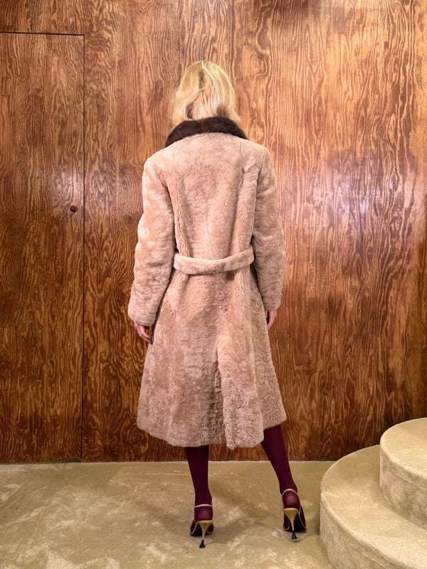 Beige Long Fur Coat