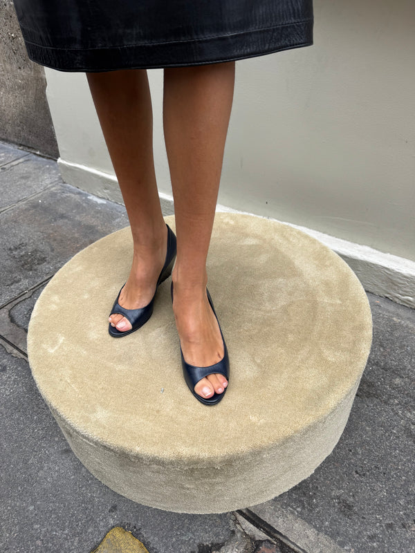 Pierre Hardy navy peep-toe wedges