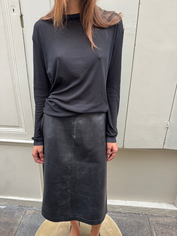 Black sheer knit top