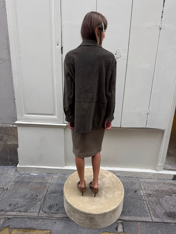 Khaki velvet shirt