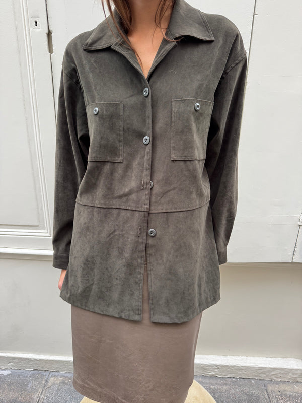 Khaki velvet shirt