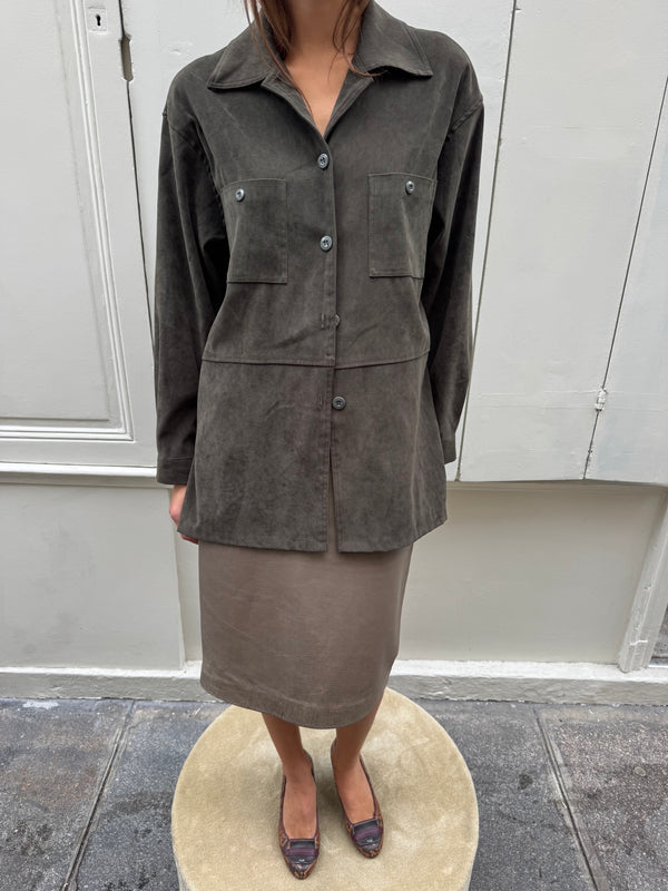 Khaki velvet shirt