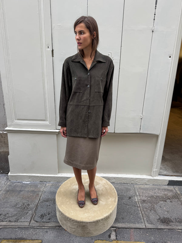 Khaki velvet shirt