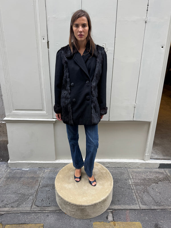 Black wool & wink peacoat