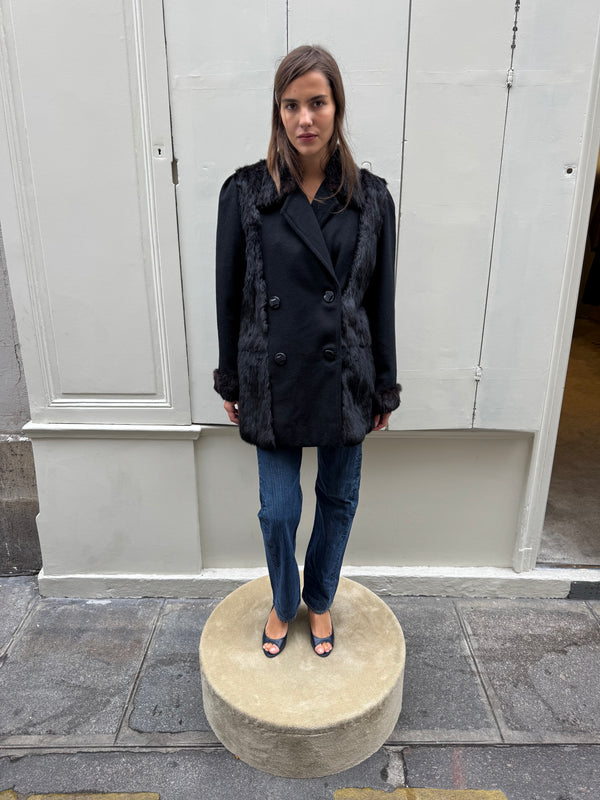 Black wool & wink peacoat