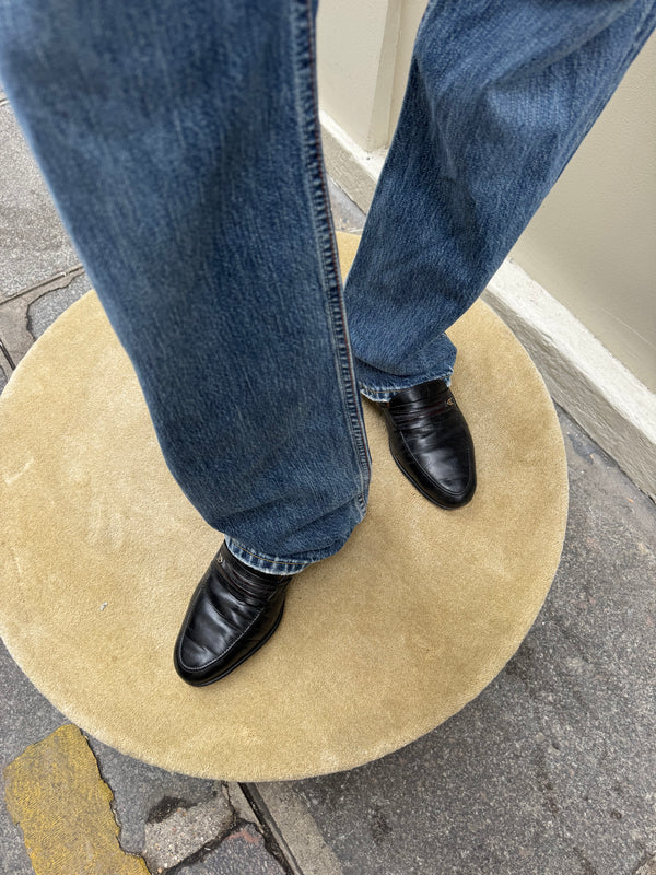 Vintage black leather loafers