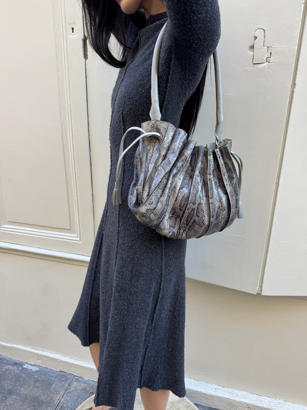 Grey python leather bag