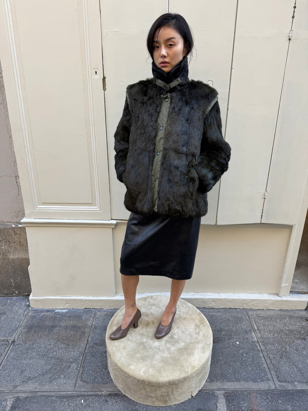 Green fur jacket