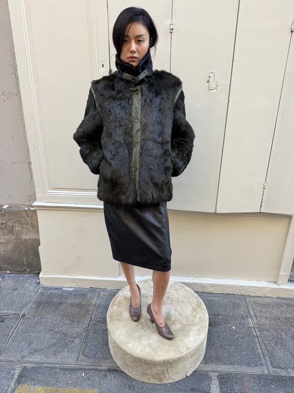 Green fur jacket