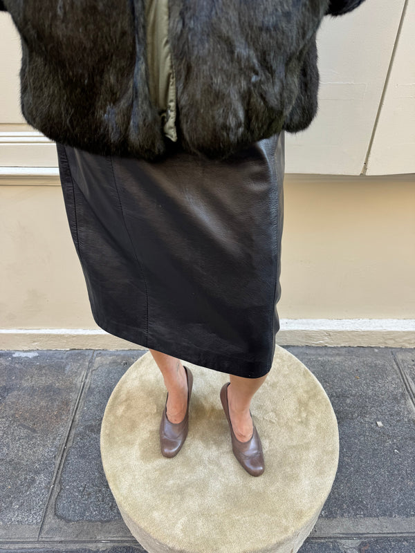 Black leather skirt