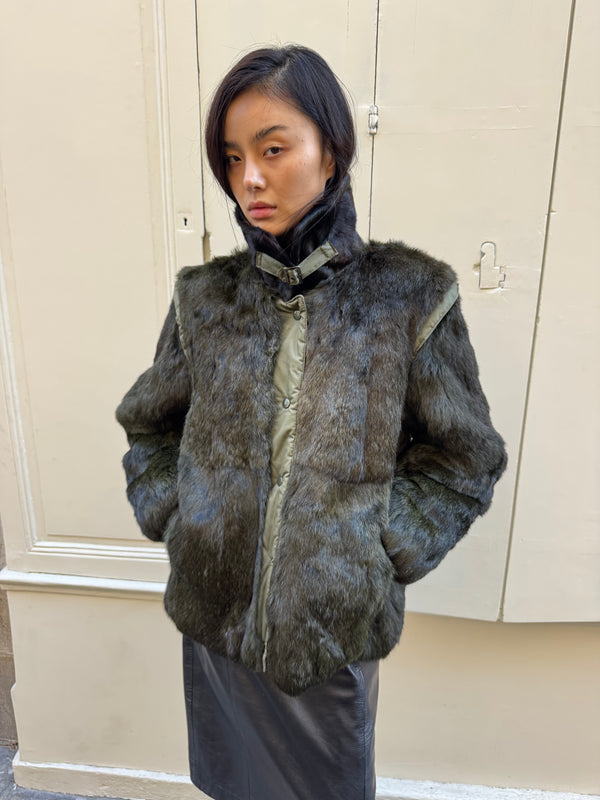Green fur jacket