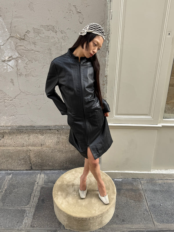 Leather trench coat