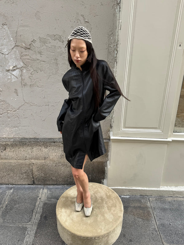 Leather trench coat