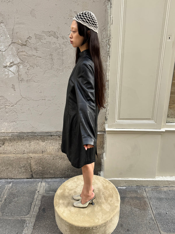 Leather trench coat