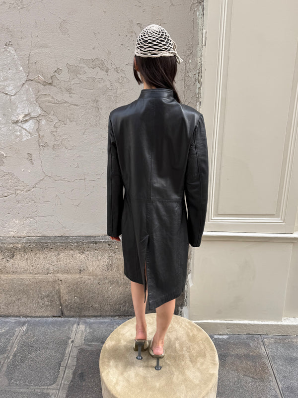 Leather trench coat