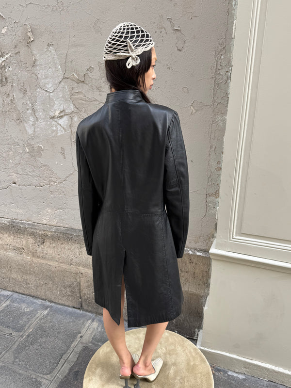 Leather trench coat
