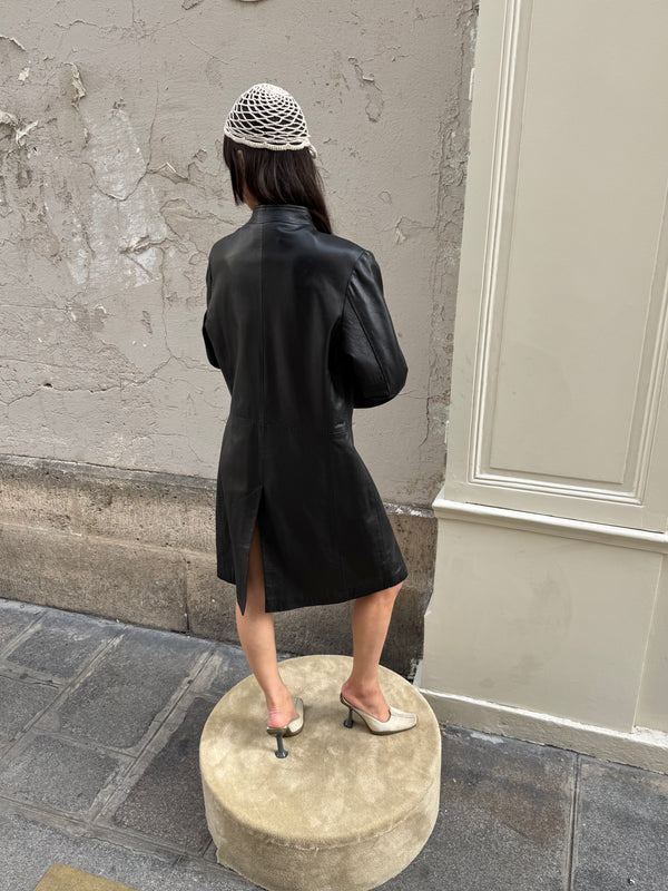Leather trench coat