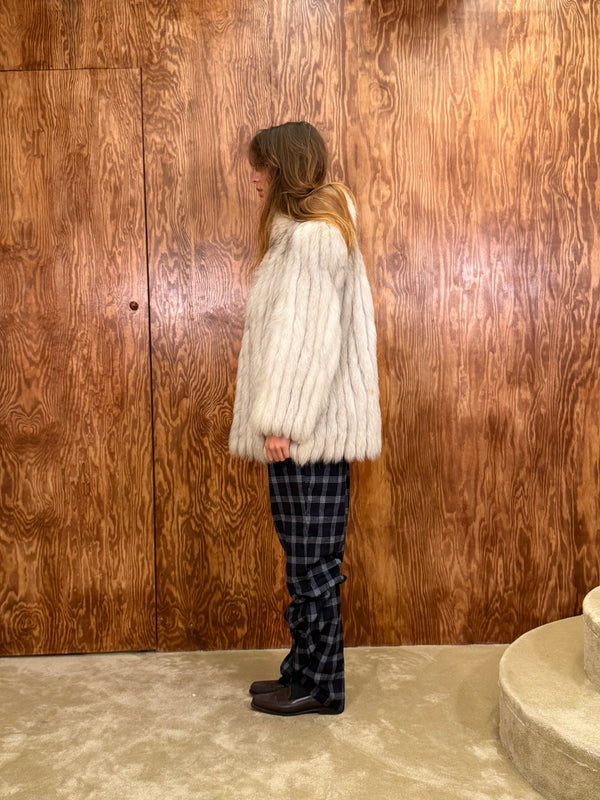 White real-fur short jacket