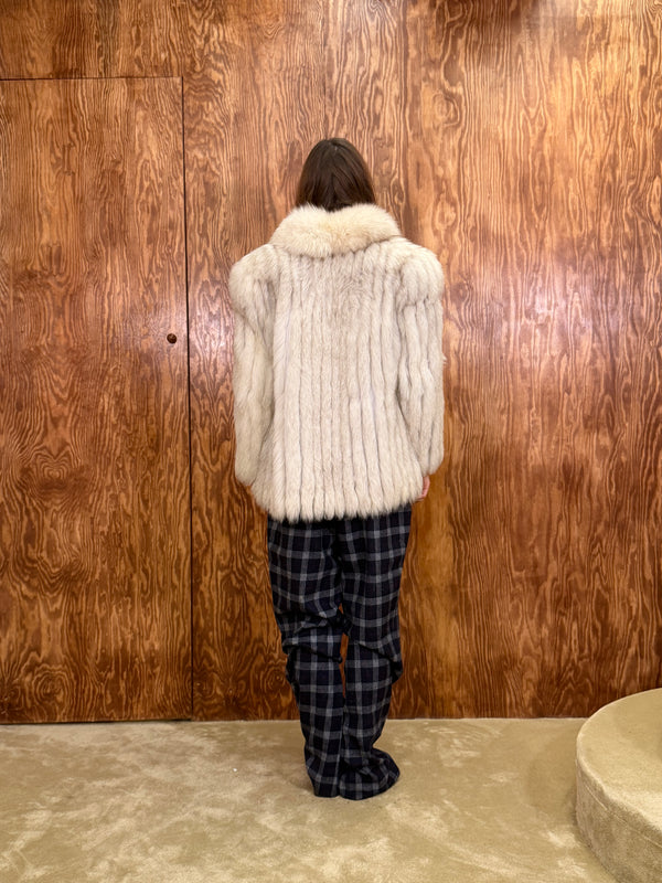 White real-fur short jacket